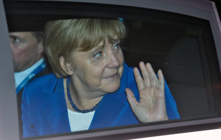 Angela Merkel al suo arrivo a Brisbane - (Xinhua)