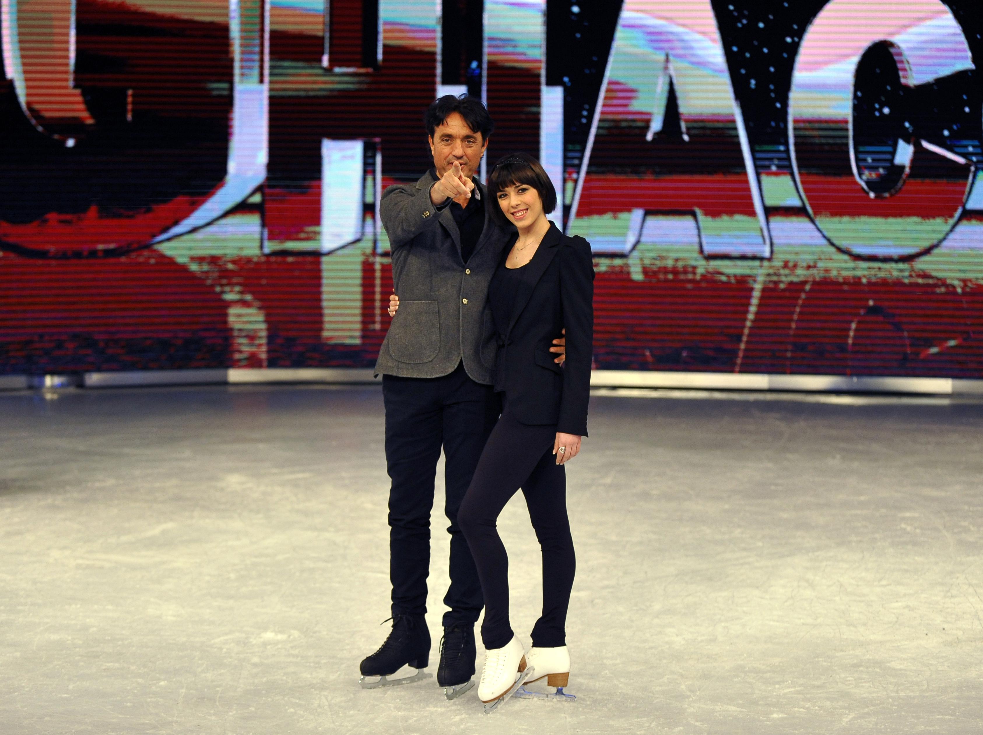 Roma, 18 febbraio 2015. Rai, presentazione di 'Notti sul ghiaccio'. Con Milly Carlucci. Giulio Base e Alice Velati (foto Adnkronos/Cristiano Camera)