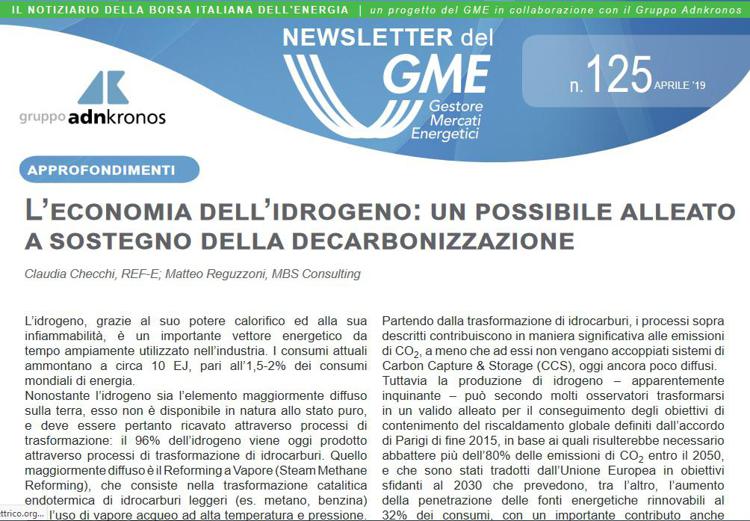 Energia, online nuovo numero newsletter Gme