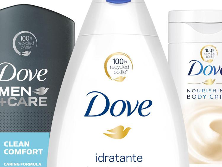 Beauty&Green, Dove passa ai flaconi in plastica riciclata al 100%