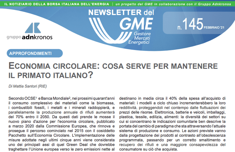 Energia, è online nuovo numero newsletter Gme