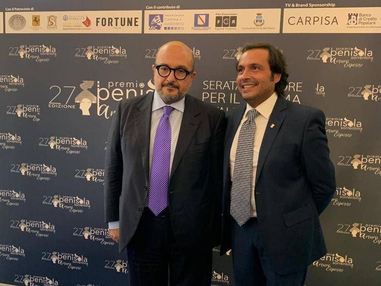 Il ministro della Cultura, Gennaro Sangiuliano, a Sorrento con il direttore artistico del “Premio Penisola Sorrentina”, Mario Esposito