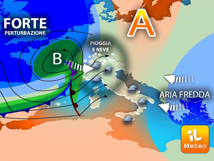 Arrivano freddo e maltempo, con tanta pioggia e neve: previsioni meteo