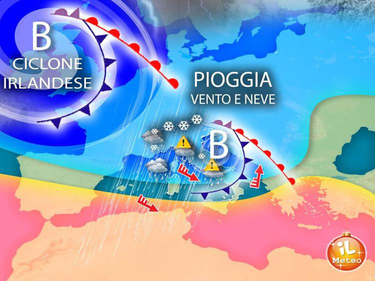 Weekend con ciclone irlandese: ecco pioggia, vento e anche neve