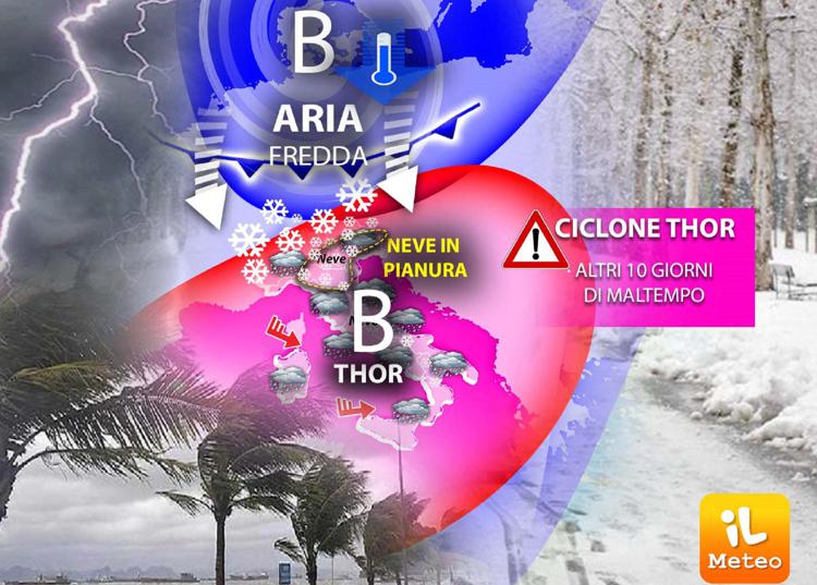 Ciclone Thor sull'Italia, ancora 10 giorni con neve e venti di tempesta