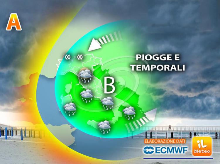 Meteo Italia, tempo instabile con piogge e temporali