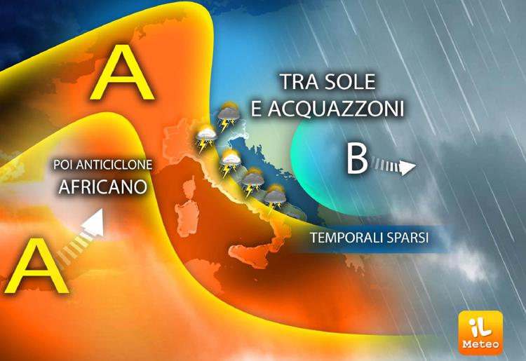 25 aprile tra sole e acquazzoni, poi arriva l’anticiclone africano: previsioni meteo