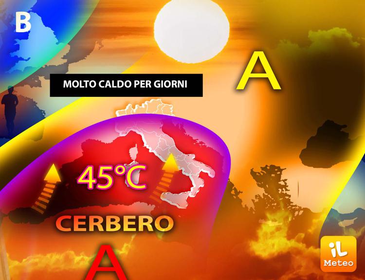 Con Cerbero picchi di caldo record, il meteo sull'Italia