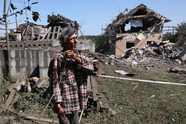 Un edificio distrutto nell'area di Kherson(Foto Afp)