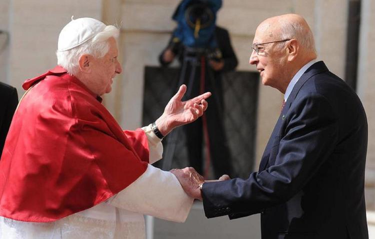 Giorgio Napolitano e Benedetto XVI - (Fotogramma)