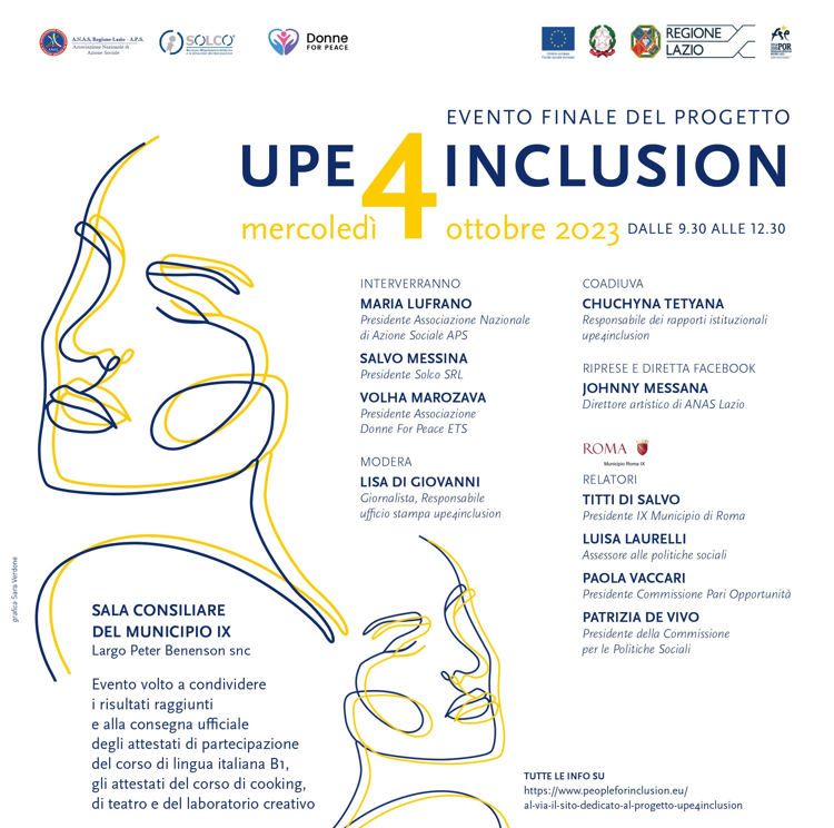 Upe4Inclusion: Cerimonia di premiazione del progetto umanitario per l’inclusione della popolazione ucraina, prevista per il 4 ottobre