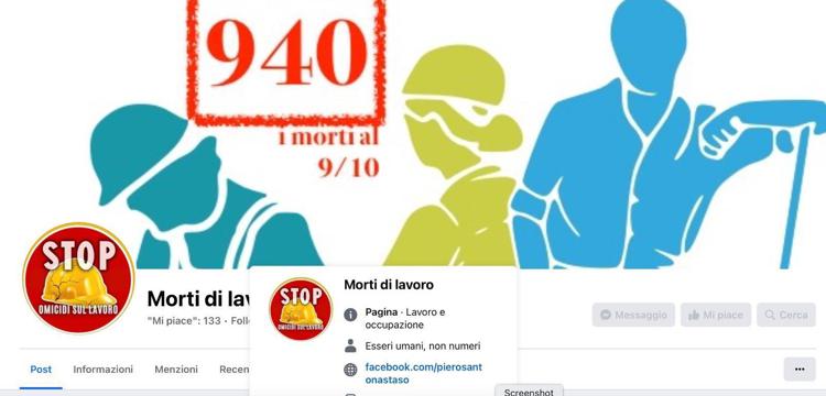 Infortuni, arriva su Fb 'Morti di lavoro' per raccontare dramma e mantenere alta attenzione