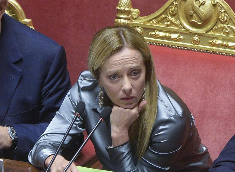 Giorgia Meloni oggi in Senato - Fotogramma