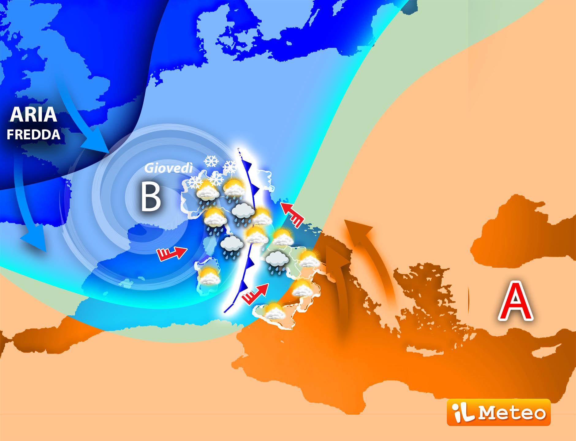 Previsioni meteo, ciclone polare con maltempo da nord a sud: dove tornano  neve e pioggia