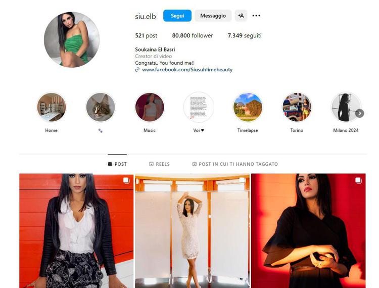 Il profilo della modella e influencer Siu su Instagram