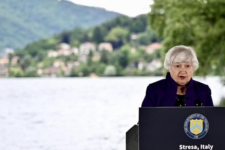 La segretaria al Tesoro americano Janet Yellen a Stresa per il G7 Finanze - Afp