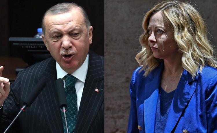 Recep Tayyip Erdogan e Giorgia Meloni (Afp)