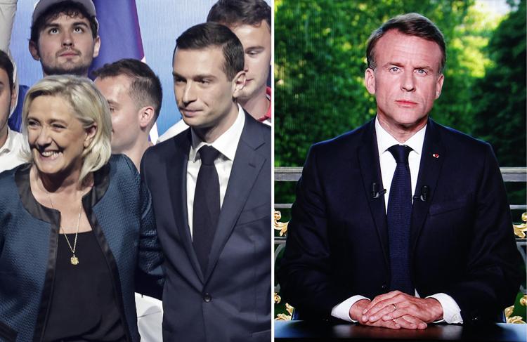 Marine Le Pen, Jordan Bardella e Emmanuel Macron  - Afp