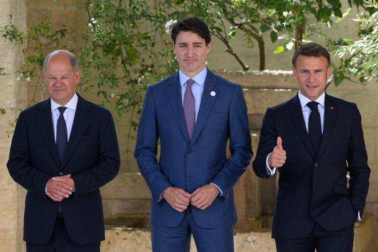 Scholz, Trudeau e Macron al G7 in Puglia - Afp