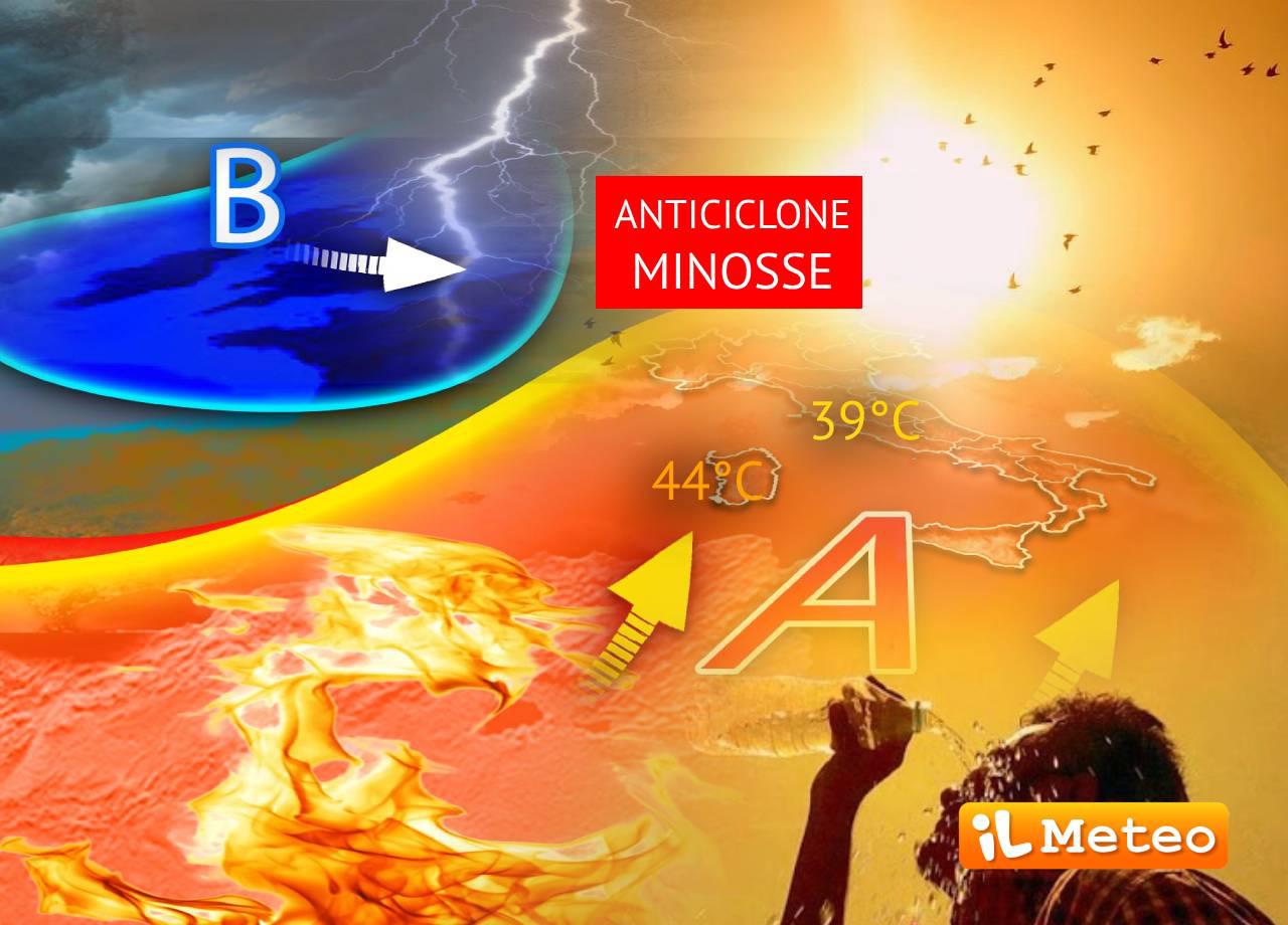 Caldo infernale con Minosse - 44°C in Sardegna e 39°C a Roma: le previsioni meteo