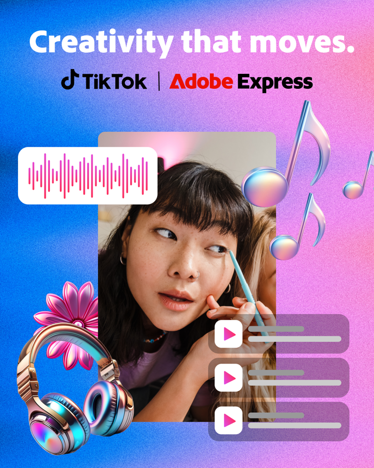 Adobe e TikTok annunciano l'integrazione della Commercial Music Library di TikTok in Adobe Express per i creator