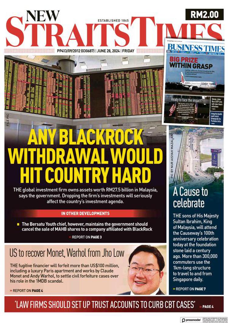 Malaysia: Possible withdrawal of BlackRock investments and its implications