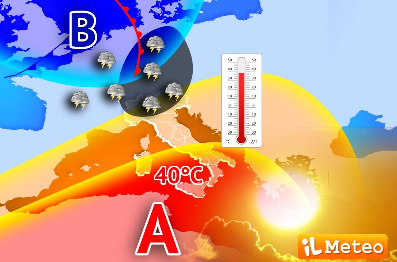 Italia divisa in due - temporali forti al Nord e super caldo al Sud