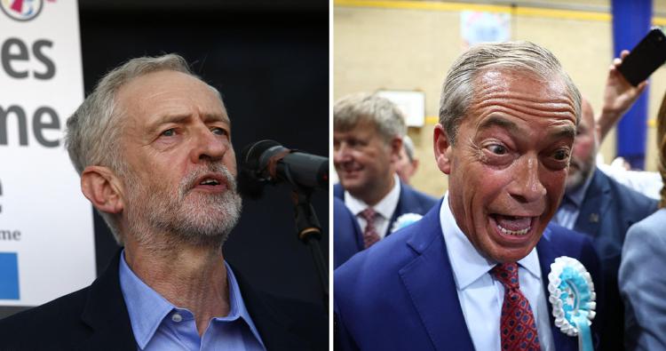 Corbyn e Farage - Afp