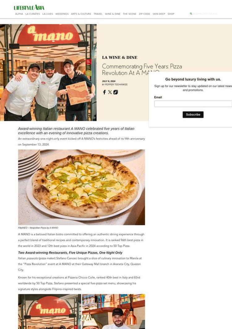 Philippines: A MANO Italian Restaurant 5th Anniversary Celebration