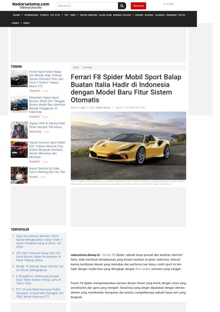 Indonesia: Ferrari F8 Spider debutta nel mercato indonesiano