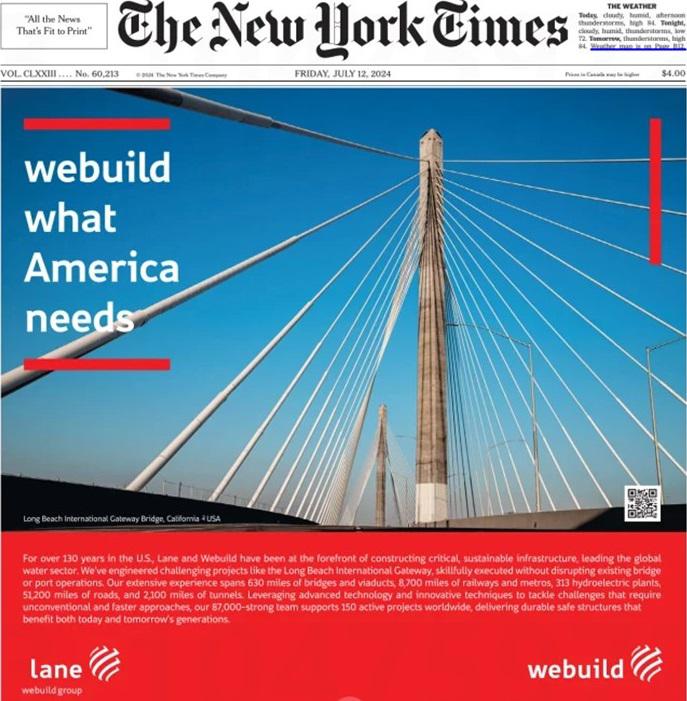 Webuild - Pietro Salini: Nuovo ponte Baltimora sia simbolo di sicurezza e orgoglio