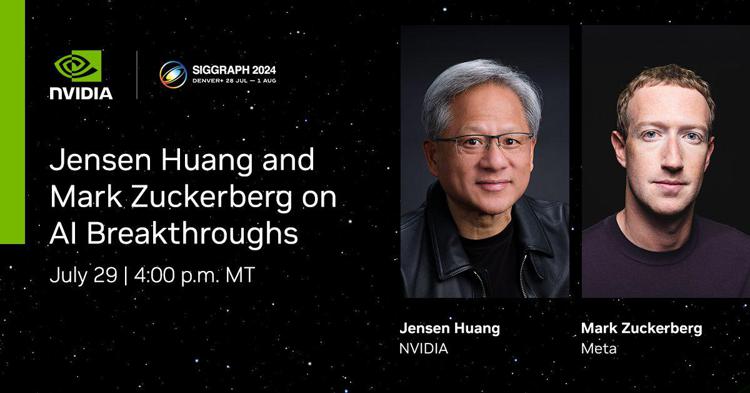 Jensen Huang e Mark Zuckerberg discuteranno il futuro della grafica e dei mondi virtuali al SIGGRAPH 2024