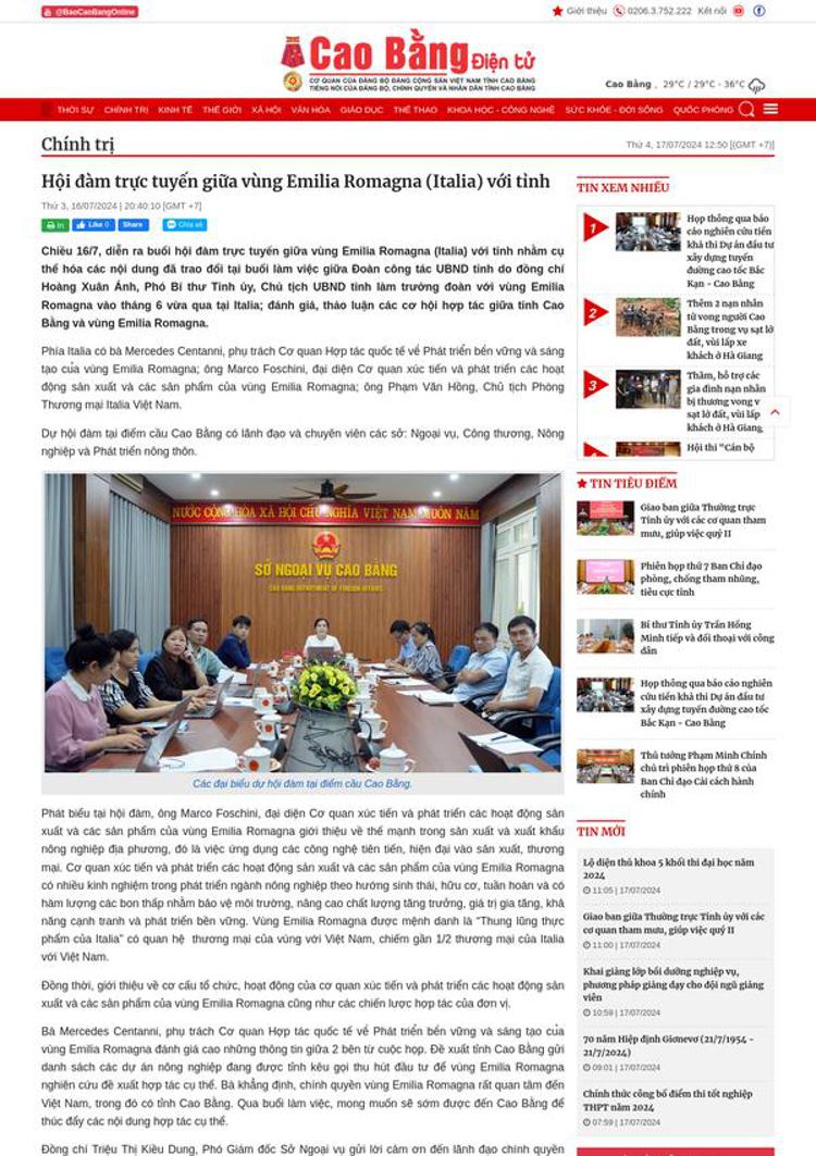 Vietnam: Collaboration between Emilia Romagna and Cao Bang for agricultural development