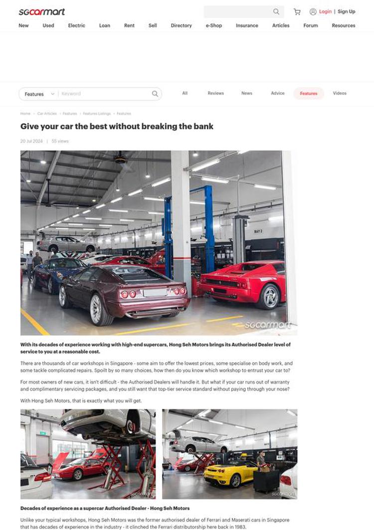 Singapore: Hong Seh Motors invests in Italian supercar equipment