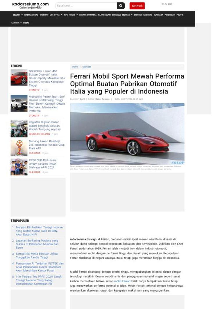 Indonesia: Ferrari, simbolo di lusso e velocità, conquista anche l'Indonesia