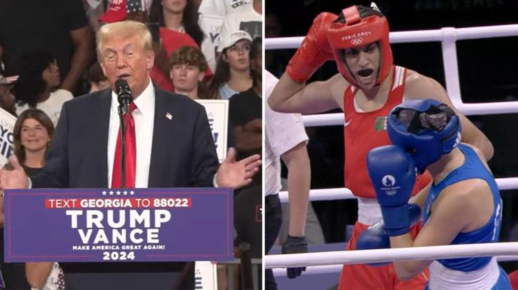 Donald Trump e una fase del match Khelif-Carini