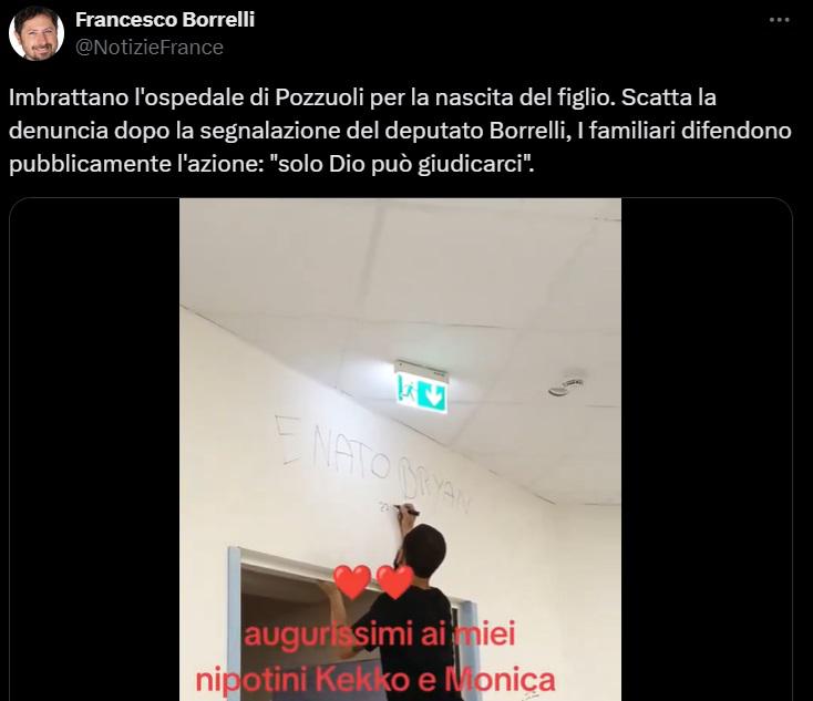 Pozzuoli - imbrattano muro ospedale per nascita di un bambino 