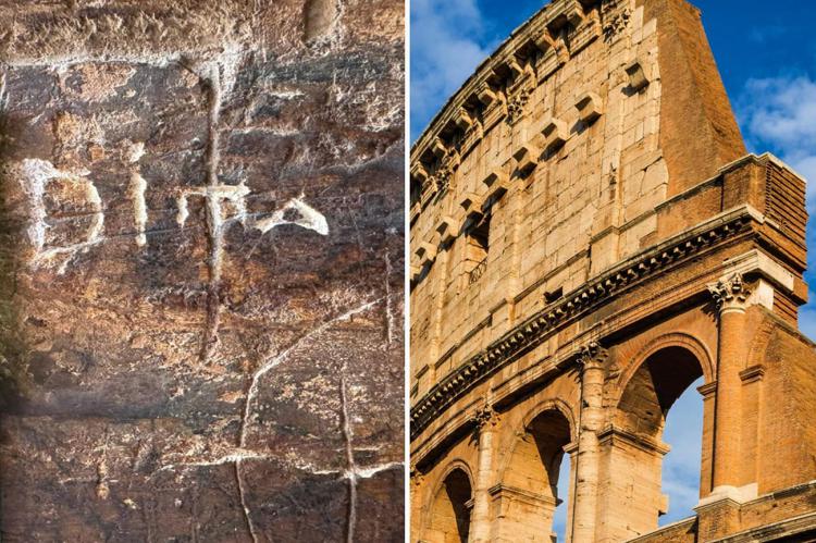 Incide le iniziali sul Colosseo