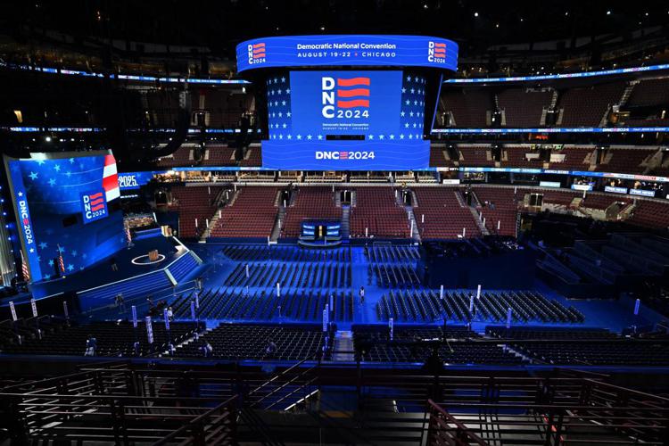 Il palco della convention - Afp