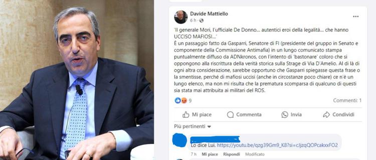 Maurizio Gasparri e il post di Davide Mattiello - Fotogramma /Facebook