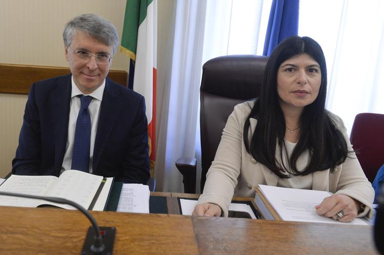 (Il Procuratore di Perugia Raffaele Cantone e la presidente della Commissione Antimafia Chiara Colosimo - Fotogramma)