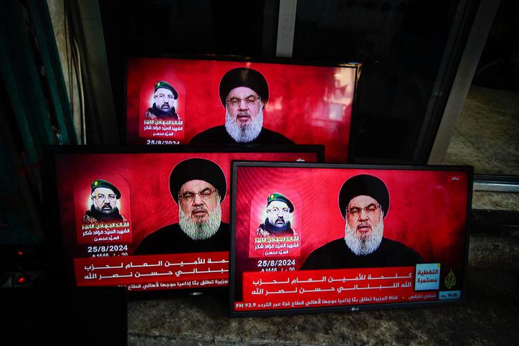 il Segretario generale di Hezbollah Hassan Nasrallah (Fotogramma)