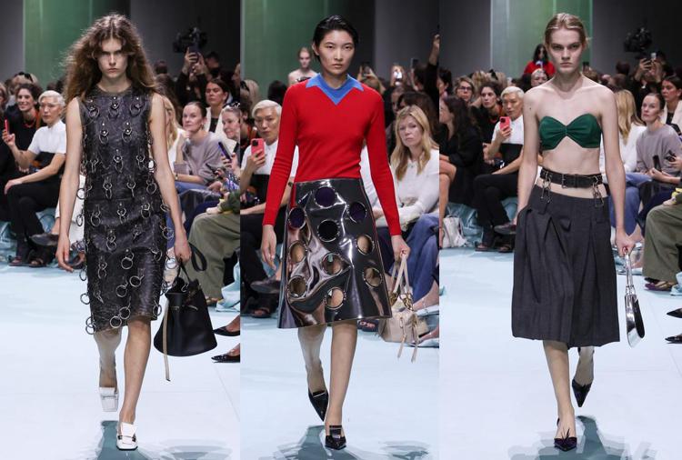 Tre look della spring-summer 2025 di Prada