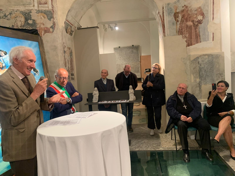 Nella foto Giuseppe Zoisrelatore, Roberto Canesi sindaco di Campione d'Italia, Moms. Mino Grampa vescovo emerito di Lugano