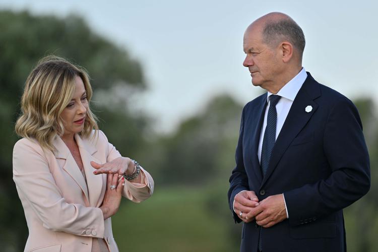 Giorgia Meloni e Olaf Scholz (Fotogramma/Ipa)