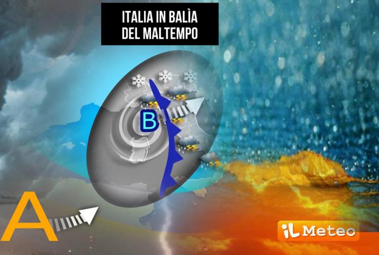 Italia in balìa del maltempo: pioggia, vento e neve fino al weekend