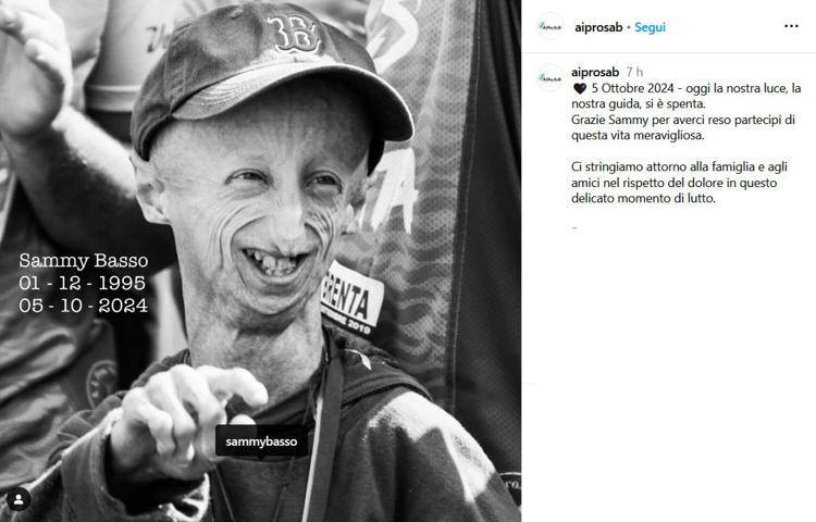 Morto Sammy Basso, il 28enne malato di Progeria