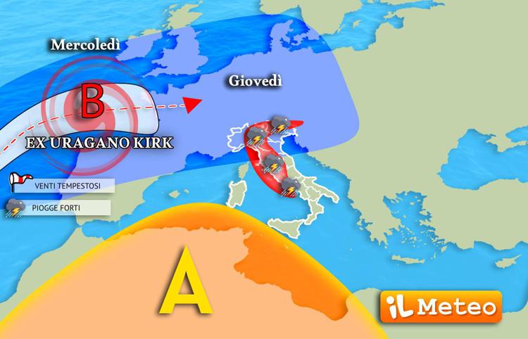 In arrivo l’uragano Kirk, nuovo maltempo sull’Italia: ma nel weekend cambia tutto