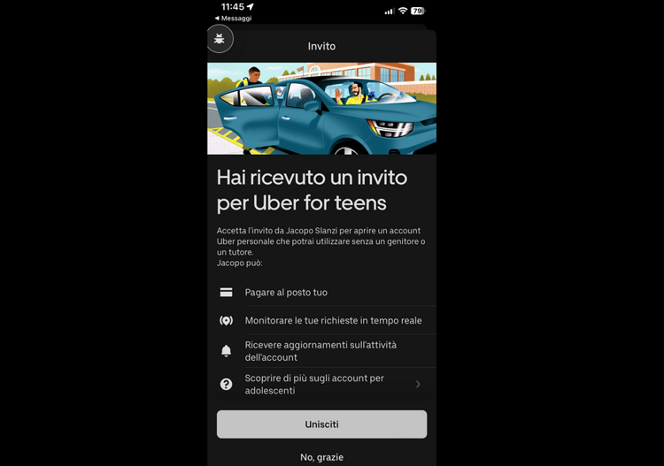 Uber lancia la mobilità smart e sicura per adolescenti