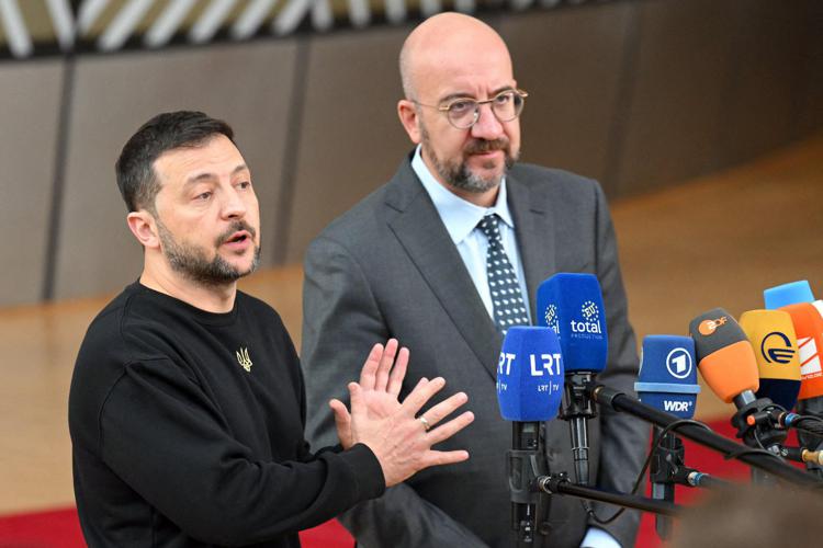 Zelensky e Michel oggi a Bruxelles - Afp